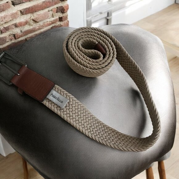 PERRY ELLIS Men's Beige Braided Woven Belt Size 38 - Picture 1 of 7